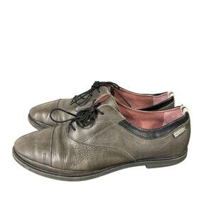 Pikolinos Women's Pyrgos Lead Gray Leather Oxfords Shoes Size 39 EU 8/8.5 US
